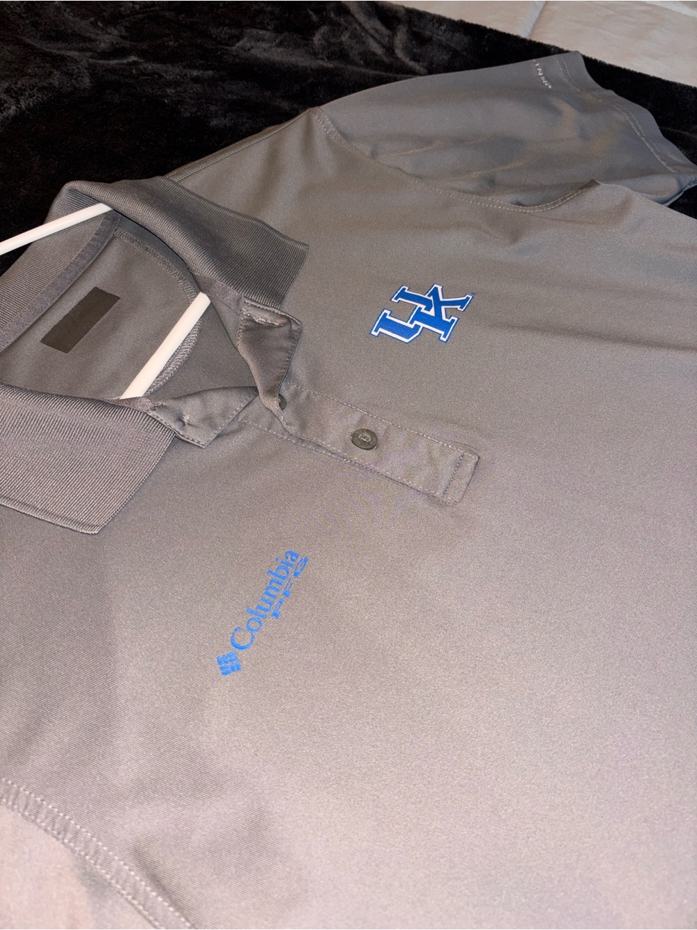 Columbia Men's Gray Polo with Blue UK Logo